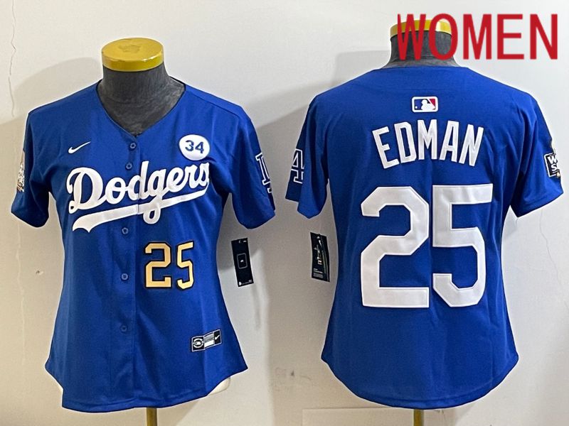 Women Los Angeles Dodgers #25 Edman Blue Game 2024 Nike MLB Jersey style 11213